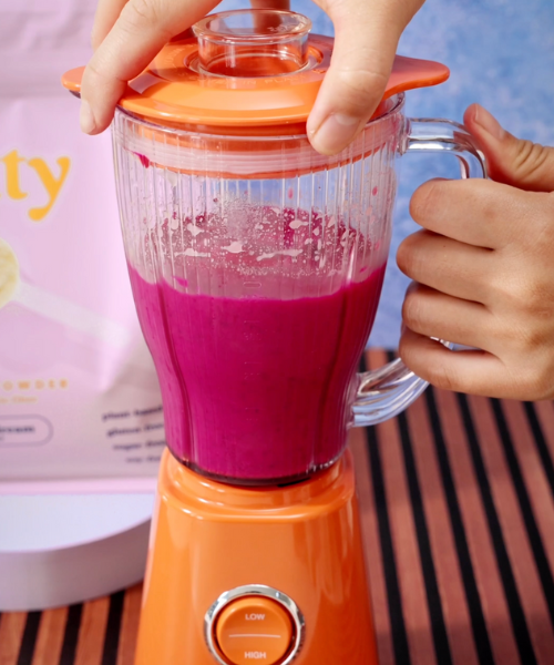 Blended up pink smoothie